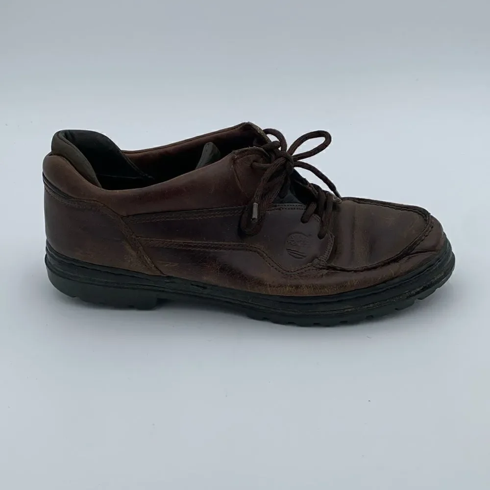 Vintage Timberland brown leather lace up boat shoes